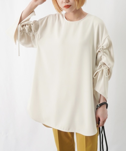 LUCA/LADY LUCK LUCA（ルカ/レディラックルカ）の「LC/LLL 袖フリルクルーネックブラウス / ドロストリボンブラウス（シャツ/ブラウス・レディース・ネイビー/アイボリー・FREE）」の5枚目の写真