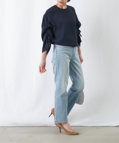 LUCA/LADY LUCK LUCA（ルカ/レディラックルカ）の「LC/LLL 袖フリルクルーネックブラウス / ドロストリボンブラウス（シャツ/ブラウス・レディース・ネイビー/アイボリー・FREE）」の12枚目の写真