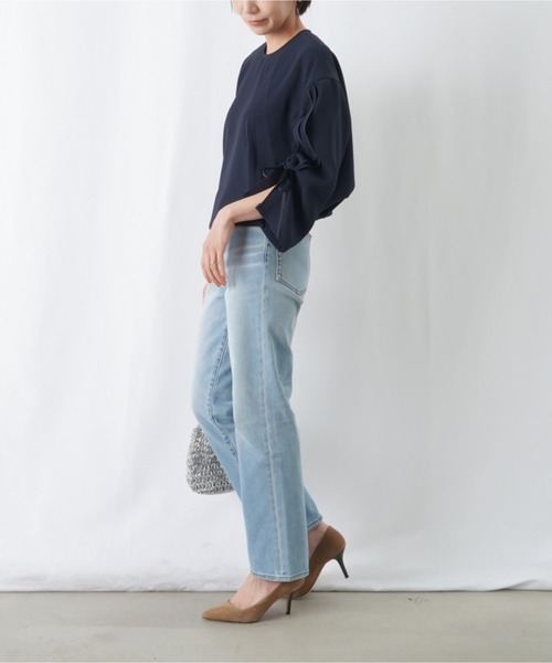 LUCA/LADY LUCK LUCA（ルカ/レディラックルカ）の「LC/LLL 袖フリルクルーネックブラウス / ドロストリボンブラウス（シャツ/ブラウス・レディース・ネイビー/アイボリー・FREE）」の6枚目の写真