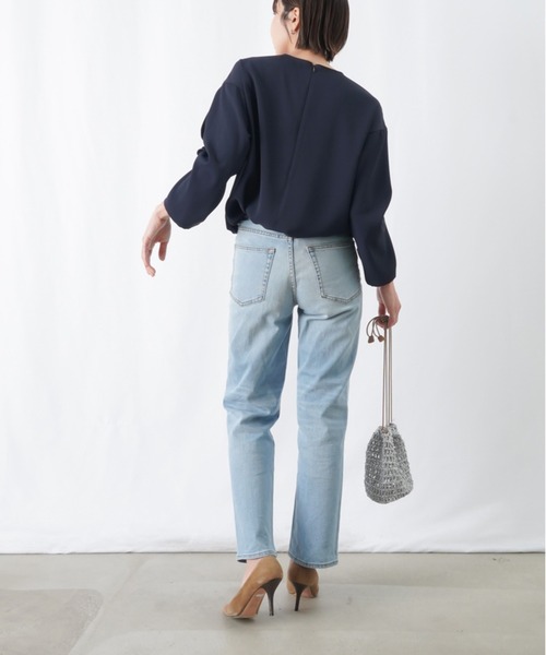 LUCA/LADY LUCK LUCA（ルカ/レディラックルカ）の「LC/LLL 袖フリルクルーネックブラウス / ドロストリボンブラウス（シャツ/ブラウス・レディース・ネイビー/アイボリー・FREE）」の4枚目の写真