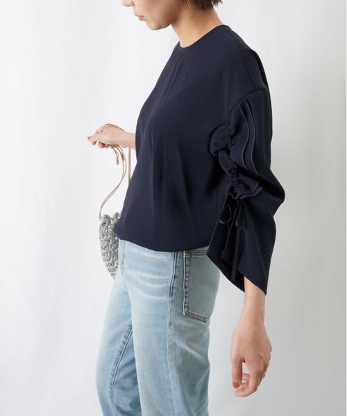 LUCA/LADY LUCK LUCA（ルカ/レディラックルカ）の「LC/LLL 袖フリルクルーネックブラウス / ドロストリボンブラウス（シャツ/ブラウス・レディース・ネイビー/アイボリー・FREE）」の10枚目の写真