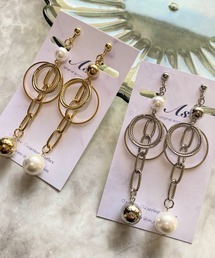 【As】アシメチェーン ロング イヤリング(ニッケルフリー)(MA)