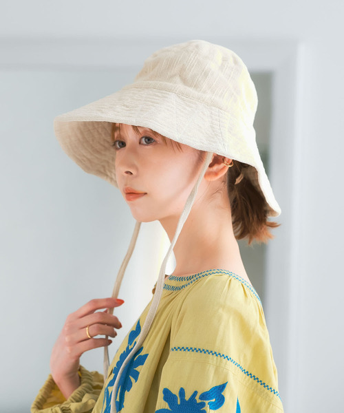 URBAN RESEARCH ROSSO WOMEN（アーバンリサーチ　ロッソ）の「sara mallika　CTN STITCH HAT（ハット・レディース・グリーン/オフホワイト・FREE）」の4枚目の写真