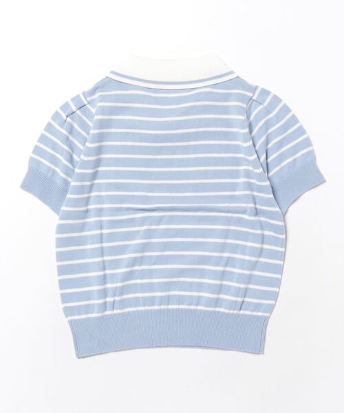 mezzo piano Junior(メゾピアノジュニア)の「セーラー半袖ニット(ニット/セーター・キッズ・ライトブルー/オフホワイト・L/M/S)」の3枚目の写真