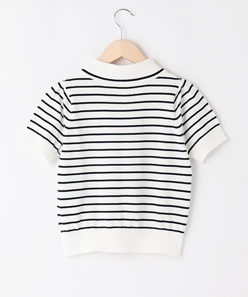 mezzo piano Junior(メゾピアノジュニア)の「セーラー半袖ニット(ニット/セーター・キッズ・ライトブルー/オフホワイト・L/M/S)」の4枚目の写真