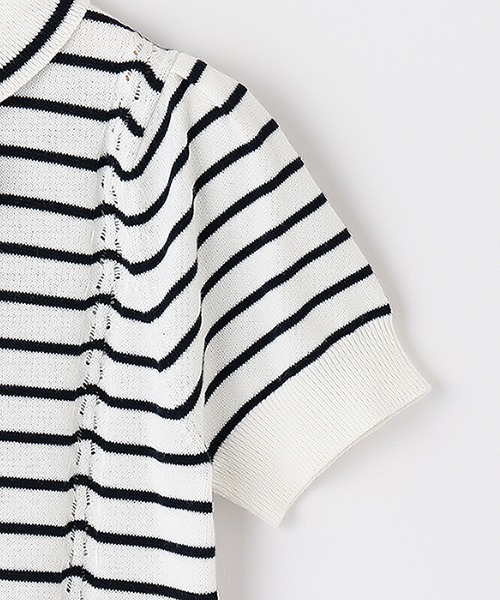 mezzo piano Junior(メゾピアノジュニア)の「セーラー半袖ニット(ニット/セーター・キッズ・ライトブルー/オフホワイト・L/M/S)」の7枚目の写真