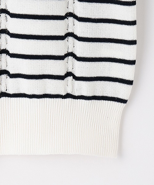 mezzo piano Junior(メゾピアノジュニア)の「セーラー半袖ニット(ニット/セーター・キッズ・ライトブルー/オフホワイト・L/M/S)」の8枚目の写真