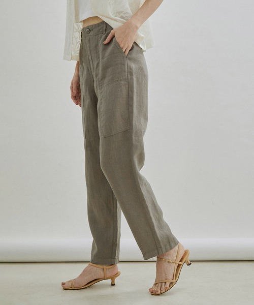 SALON adam et rope'（サロン アダム エ ロペ）の「【セットアップ対応・手洗い可能】麻ツイルベイカーパンツ（その他パンツ・レディース・ブラック/カーキ/ピンク・M/S）」の14枚目の写真