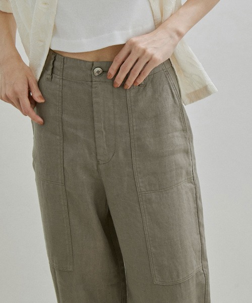 SALON adam et rope'（サロン アダム エ ロペ）の「【セットアップ対応・手洗い可能】麻ツイルベイカーパンツ（その他パンツ・レディース・ブラック/カーキ/ピンク・M/S）」の10枚目の写真