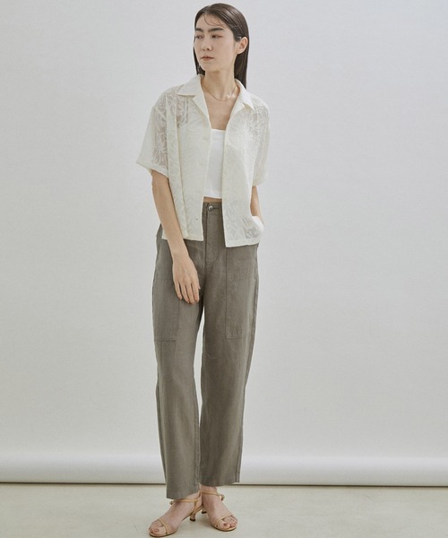 SALON adam et rope'（サロン アダム エ ロペ）の「【セットアップ対応・手洗い可能】麻ツイルベイカーパンツ（その他パンツ・レディース・ブラック/カーキ/ピンク・M/S）」の11枚目の写真