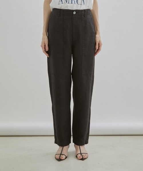 SALON adam et rope'（サロン アダム エ ロペ）の「【セットアップ対応・手洗い可能】麻ツイルベイカーパンツ（その他パンツ・レディース・ブラック/カーキ/ピンク・M/S）」の7枚目の写真