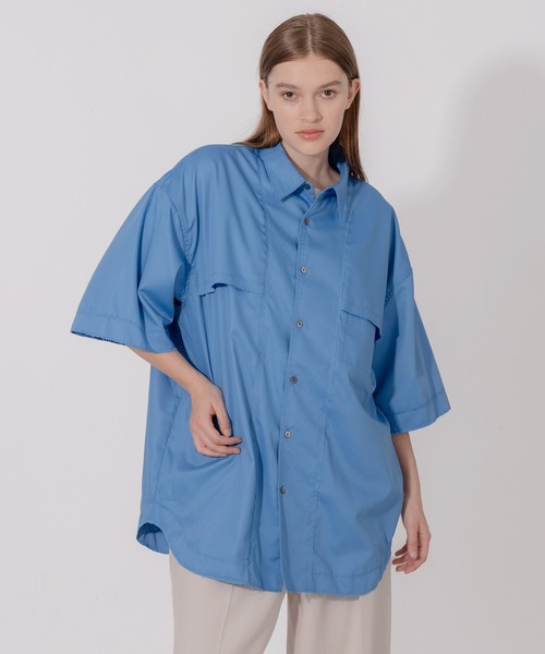 ONCILY(オンシェリー)の「DAMAGE DESIGN LOOSE SHIRT / ダメージデザインルーズシャツ(シャツ/ブラウス・メンズ・ライトピンク/ブルー/オフホワイト・MEDIUM/LARGE)」の2枚目の写真
