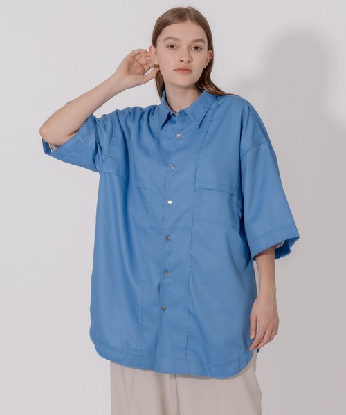 ONCILY(オンシェリー)の「DAMAGE DESIGN LOOSE SHIRT / ダメージデザインルーズシャツ(シャツ/ブラウス・メンズ・ライトピンク/ブルー/オフホワイト・MEDIUM/LARGE)」の4枚目の写真