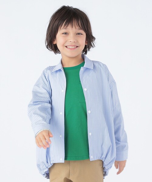 SHIPS KIDS:100～130cm / ドローストリング ストライプ シャツ