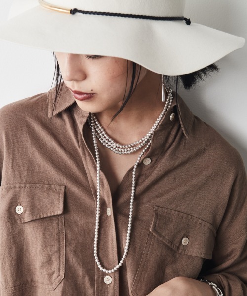 大きいサイズ＞スモーキーシルバーロングネックレス（長め設計
