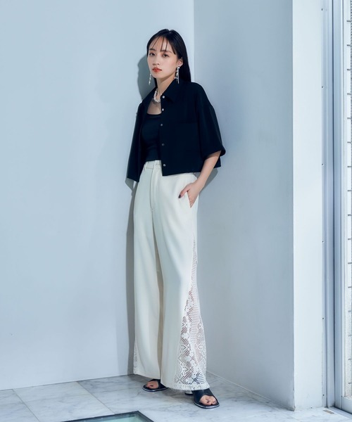 HARE(ハレ)の「トロミショートシャツ(HARE)(シャツ/ブラウス・レディース・ブラック/ベージュ/ブルー/ボルドー/グリーン系その他・FREE)」の7枚目の写真