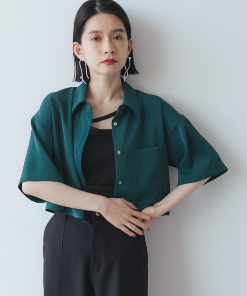 HARE(ハレ)の「トロミショートシャツ(HARE)(シャツ/ブラウス・レディース・ブラック/ベージュ/ブルー/ボルドー/グリーン系その他・FREE)」の20枚目の写真