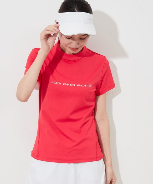 JUN&ROPE'(ジュンアンドロペ)の「【UV】【接触冷感】【防透】シルバーロゴ半袖モックプルオーバー(Tシャツ/カットソー・レディース・ブラック/ホワイト/レッド/イエロー・S/M/L)」の4枚目の写真