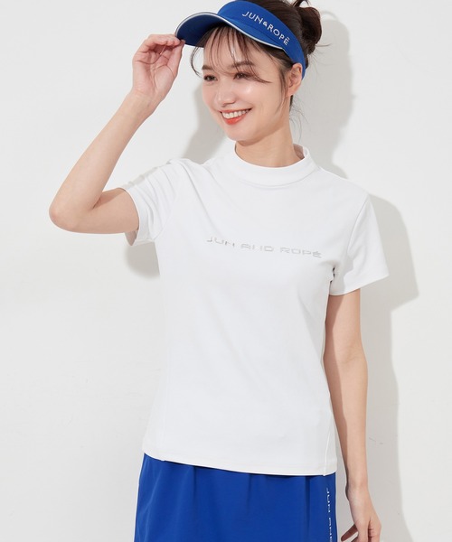 JUN&ROPE'(ジュンアンドロペ)の「【UV】【接触冷感】【防透】シルバーロゴ半袖モックプルオーバー(Tシャツ/カットソー・レディース・ブラック/ホワイト/レッド/イエロー・S/M/L)」の1枚目の写真