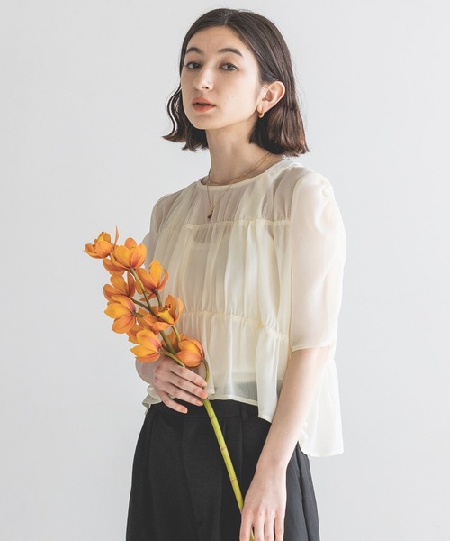 由仁ページ eL（エル）の「【eL】Sheer Shirring Pullover/194475（シャツ