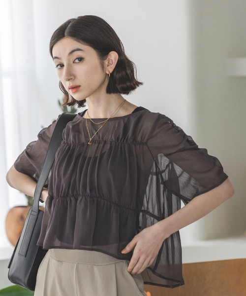 eL（エル）の「【eL】Sheer Shirring Pullover/194475（シャツ