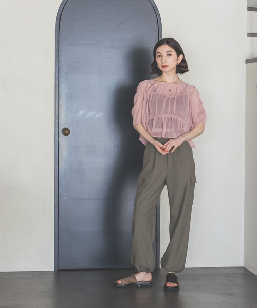 すーら★ページ eL（エル）の「【eL】Sheer Shirring Pullover/194475（シャツ