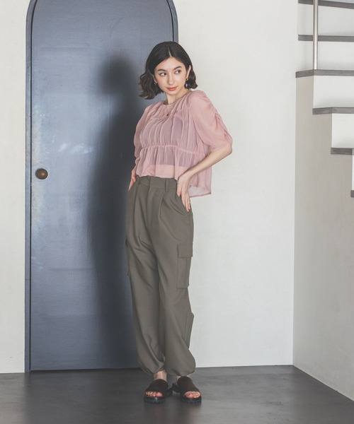 apple様 eL（エル）の「【eL】Sheer Shirring Pullover/194475（シャツ