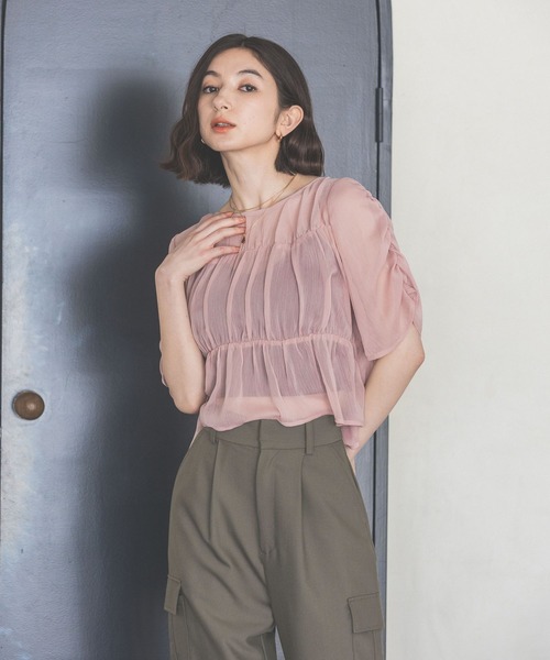 eL（エル）の「【eL】Sheer Shirring Pullover/194475（シャツ