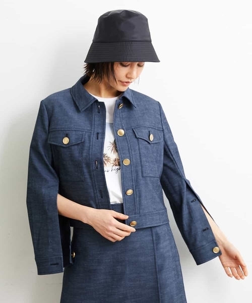 MICHEL KLEIN（ミッシェル・クラン）の「[2WAY]デニムライクブルゾン（セットアップ対応）（デニムジャケット・レディース・ネイビー・38）」の2枚目の写真