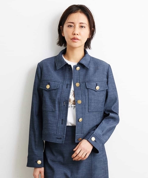 MICHEL KLEIN（ミッシェル・クラン）の「[2WAY]デニムライクブルゾン（セットアップ対応）（デニムジャケット・レディース・ネイビー・38）」の20枚目の写真