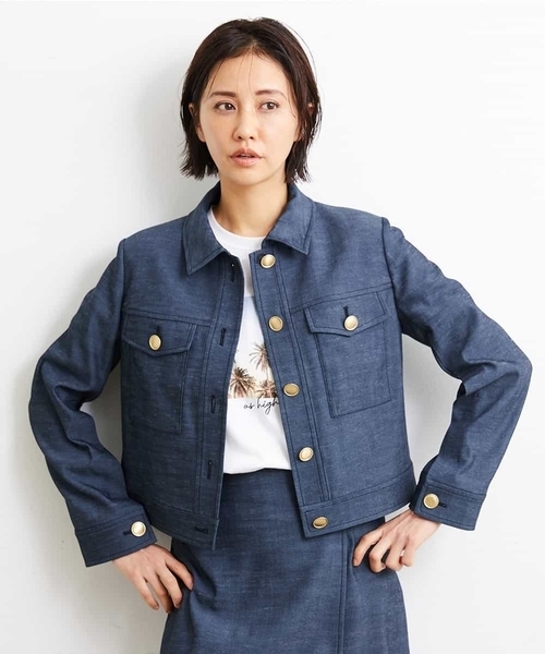 MICHEL KLEIN（ミッシェル・クラン）の「[2WAY]デニムライクブルゾン（セットアップ対応）（デニムジャケット・レディース・ネイビー・38）」の14枚目の写真