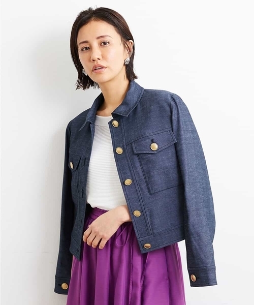 MICHEL KLEIN（ミッシェル・クラン）の「[2WAY]デニムライクブルゾン（セットアップ対応）（デニムジャケット・レディース・ネイビー・38）」の17枚目の写真