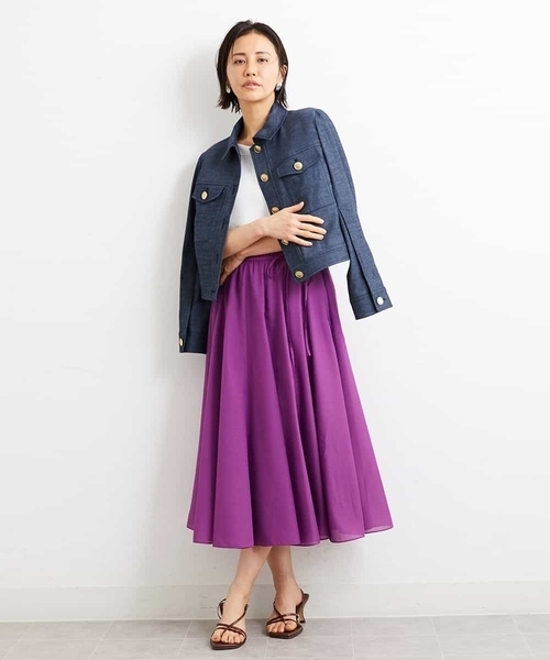 MICHEL KLEIN（ミッシェル・クラン）の「[2WAY]デニムライクブルゾン（セットアップ対応）（デニムジャケット・レディース・ネイビー・38）」の9枚目の写真