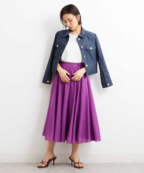 MICHEL KLEIN（ミッシェル・クラン）の「[2WAY]デニムライクブルゾン（セットアップ対応）（デニムジャケット・レディース・ネイビー・38）」の3枚目の写真