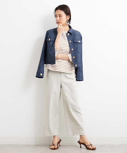 MICHEL KLEIN（ミッシェル・クラン）の「[2WAY]デニムライクブルゾン（セットアップ対応）（デニムジャケット・レディース・ネイビー・38）」の12枚目の写真