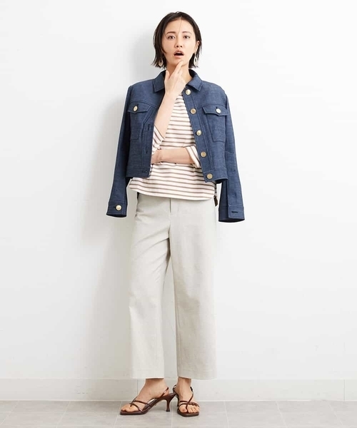 MICHEL KLEIN（ミッシェル・クラン）の「[2WAY]デニムライクブルゾン（セットアップ対応）（デニムジャケット・レディース・ネイビー・38）」の21枚目の写真