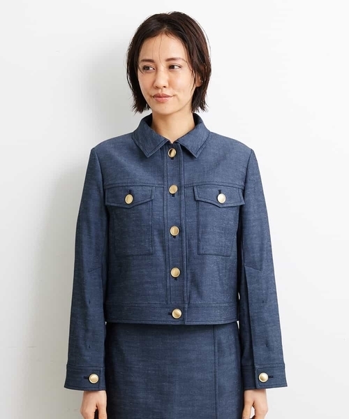 MICHEL KLEIN（ミッシェル・クラン）の「[2WAY]デニムライクブルゾン（セットアップ対応）（デニムジャケット・レディース・ネイビー・38）」の18枚目の写真