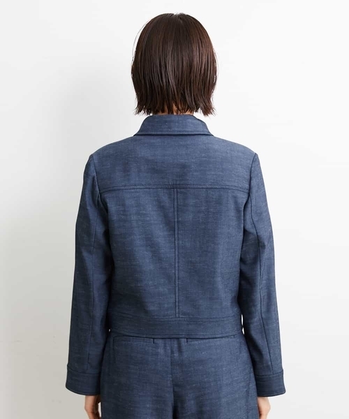 MICHEL KLEIN（ミッシェル・クラン）の「[2WAY]デニムライクブルゾン（セットアップ対応）（デニムジャケット・レディース・ネイビー・38）」の10枚目の写真
