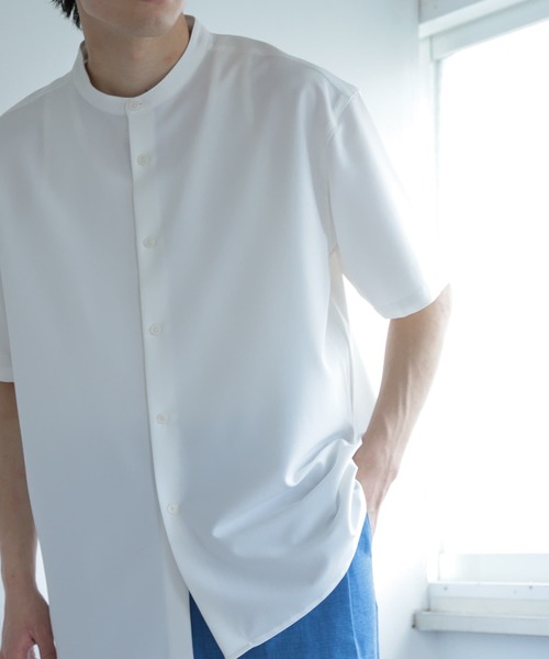 SENSE OF PLACE by URBAN RESEARCH（センスオブプレイスバイアーバンリサーチ）の「『セットアップ対応』『イージーケア』バンドカラールーズシャツ(5分袖)（シャツ/ブラウス・メンズ・ホワイト/ブラック/ブラウン/ブルー・MEDIUM/LARGE）」の6枚目の写真