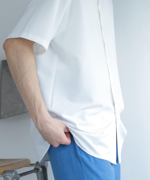 SENSE OF PLACE by URBAN RESEARCH（センスオブプレイスバイアーバンリサーチ）の「『セットアップ対応』『イージーケア』バンドカラールーズシャツ(5分袖)（シャツ/ブラウス・メンズ・ホワイト/ブラック/ブラウン/ブルー・MEDIUM/LARGE）」の9枚目の写真