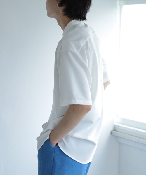 SENSE OF PLACE by URBAN RESEARCH（センスオブプレイスバイアーバンリサーチ）の「『セットアップ対応』『イージーケア』バンドカラールーズシャツ(5分袖)（シャツ/ブラウス・メンズ・ホワイト/ブラック/ブラウン/ブルー・MEDIUM/LARGE）」の10枚目の写真