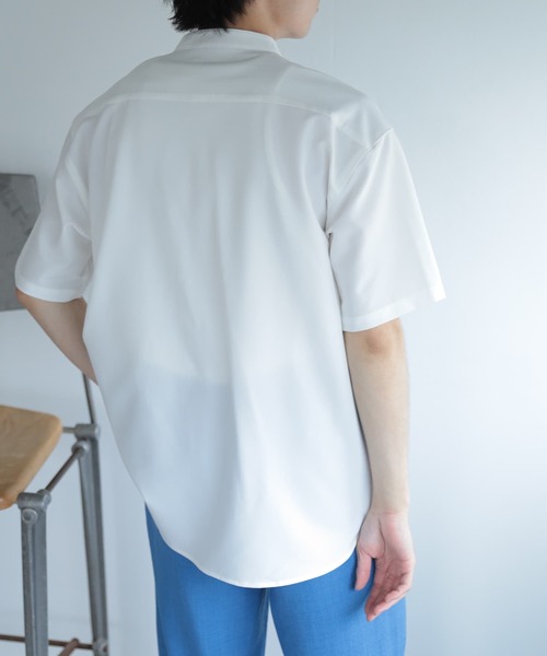 SENSE OF PLACE by URBAN RESEARCH（センスオブプレイスバイアーバンリサーチ）の「『セットアップ対応』『イージーケア』バンドカラールーズシャツ(5分袖)（シャツ/ブラウス・メンズ・ホワイト/ブラック/ブラウン/ブルー・MEDIUM/LARGE）」の11枚目の写真