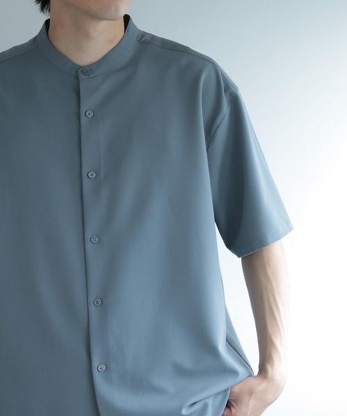 SENSE OF PLACE by URBAN RESEARCH（センスオブプレイスバイアーバンリサーチ）の「『セットアップ対応』『イージーケア』バンドカラールーズシャツ(5分袖)（シャツ/ブラウス・メンズ・ホワイト/ブラック/ブラウン/ブルー・MEDIUM/LARGE）」の16枚目の写真