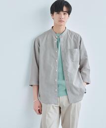 green label relaxing（グリーンレーベルリラクシング）の「イージーリネン バンドカラー 7分袖 シャツ（シャツ/ブラウス・メンズ）」