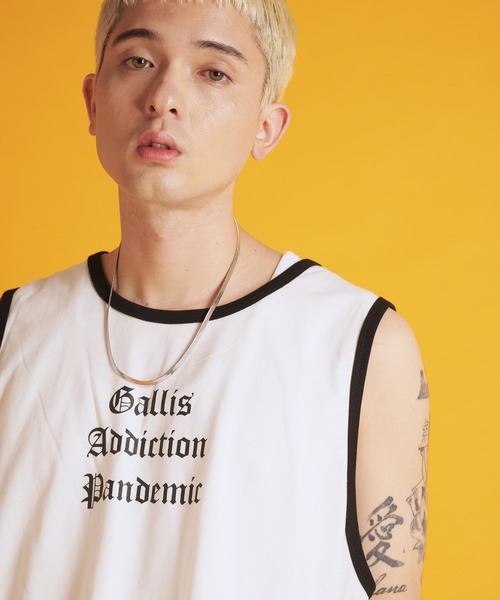 GALLIS ADDICTION(ガリスアディクション)の「GA RINGER TANK-TOP(タンクトップ・メンズ・ホワイト/ブラック/ベージュ・FREE)」の8枚目の写真
