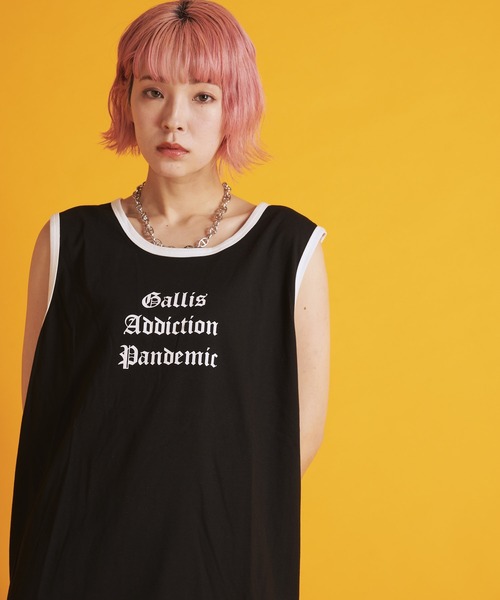 GALLIS ADDICTION(ガリスアディクション)の「GA RINGER TANK-TOP(タンクトップ・メンズ・ホワイト/ブラック/ベージュ・FREE)」の4枚目の写真