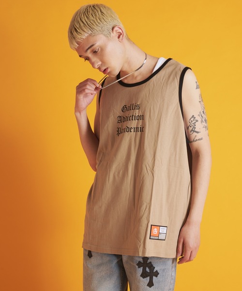 GALLIS ADDICTION(ガリスアディクション)の「GA RINGER TANK-TOP(タンクトップ・メンズ・ホワイト/ブラック/ベージュ・FREE)」の12枚目の写真