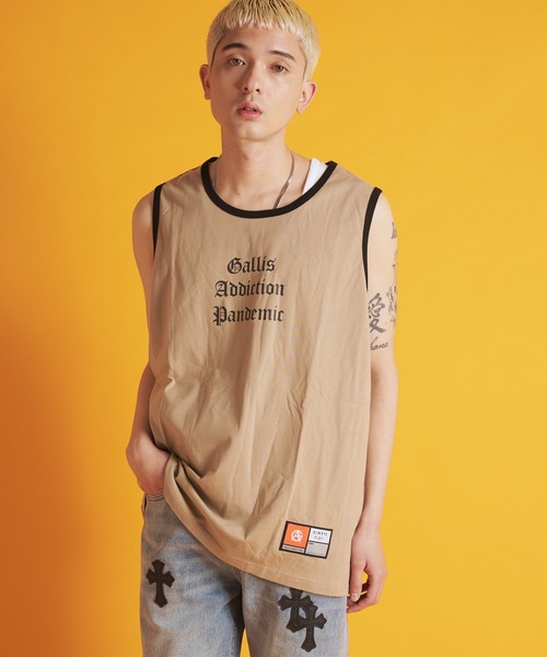 GALLIS ADDICTION(ガリスアディクション)の「GA RINGER TANK-TOP(タンクトップ・メンズ・ホワイト/ブラック/ベージュ・FREE)」の6枚目の写真