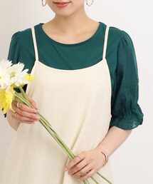 Cutie Blonde | 袖レースがさりげないお洒落ポイント コットンレースTシャツ(Tシャツ/カットソー)