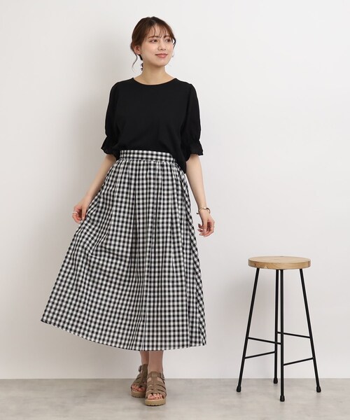 Cutie Blonde（キューティーブロンド）の「◆袖レースがさりげないお洒落ポイント コットンレースTシャツ（Tシャツ/カットソー・レディース・ダークグリーン/ブラック/ホワイト系・00）」の9枚目の写真